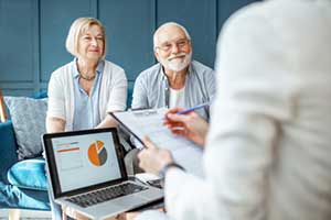 Financial advisor working with clients