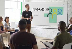 Group of nonprofit employees planning a fundraiser