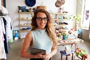 Woman business owner who has a few commercial insurance policies