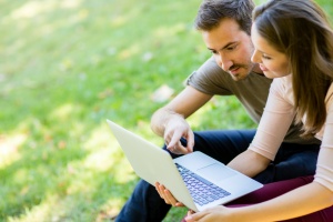 couple looking up personal insurance