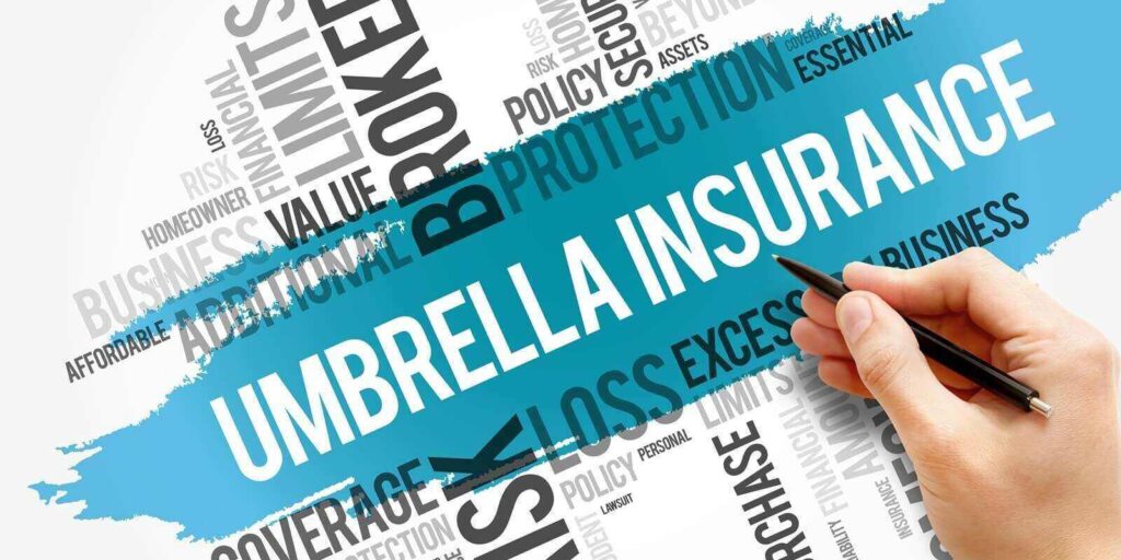 umbrella insurance word cloud collage, business concept background