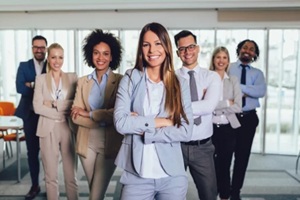 group of happy business people and company staff in modern office, representig company