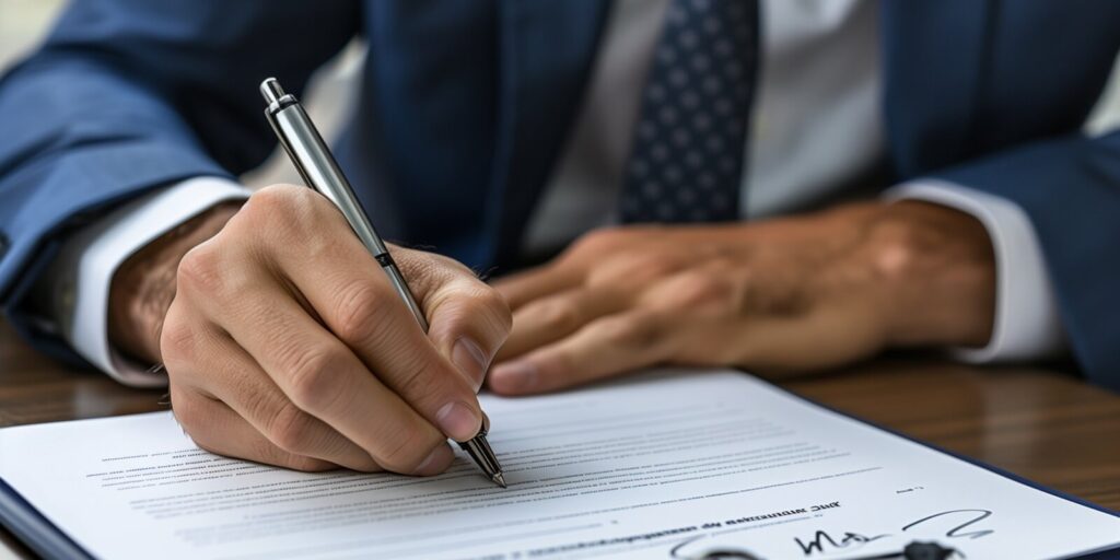 male lawyer working with law book