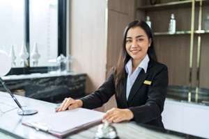 female receptionist in hotel