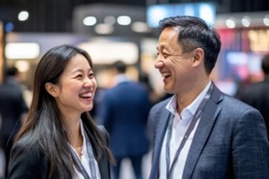 asian business people in an event