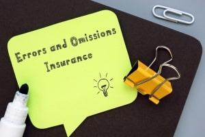 Errors and Omissions Insurance Sign on Piece of Paper
