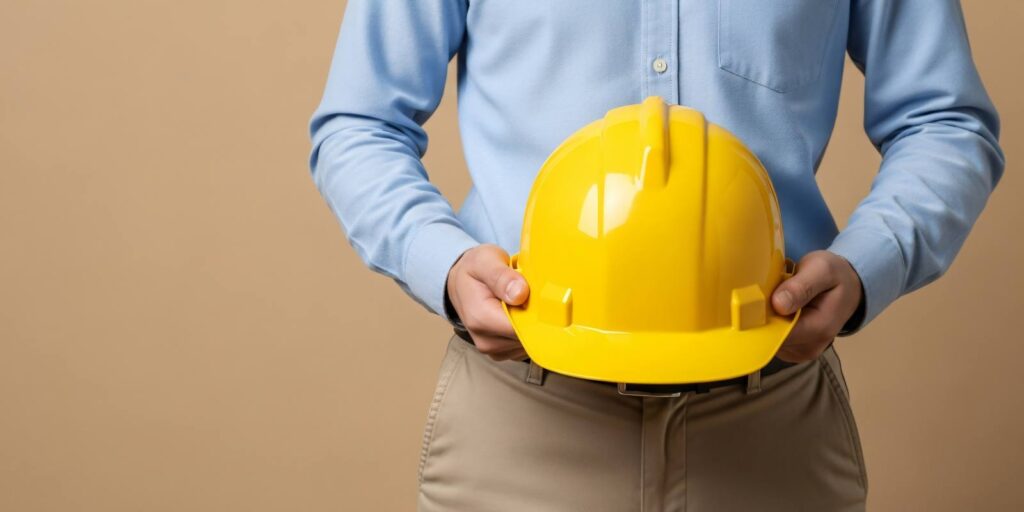 Person Holding Hard Hat Representing Engineering Firm Liability