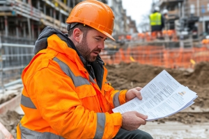 Government Contractor Reviewing Insurance on Site