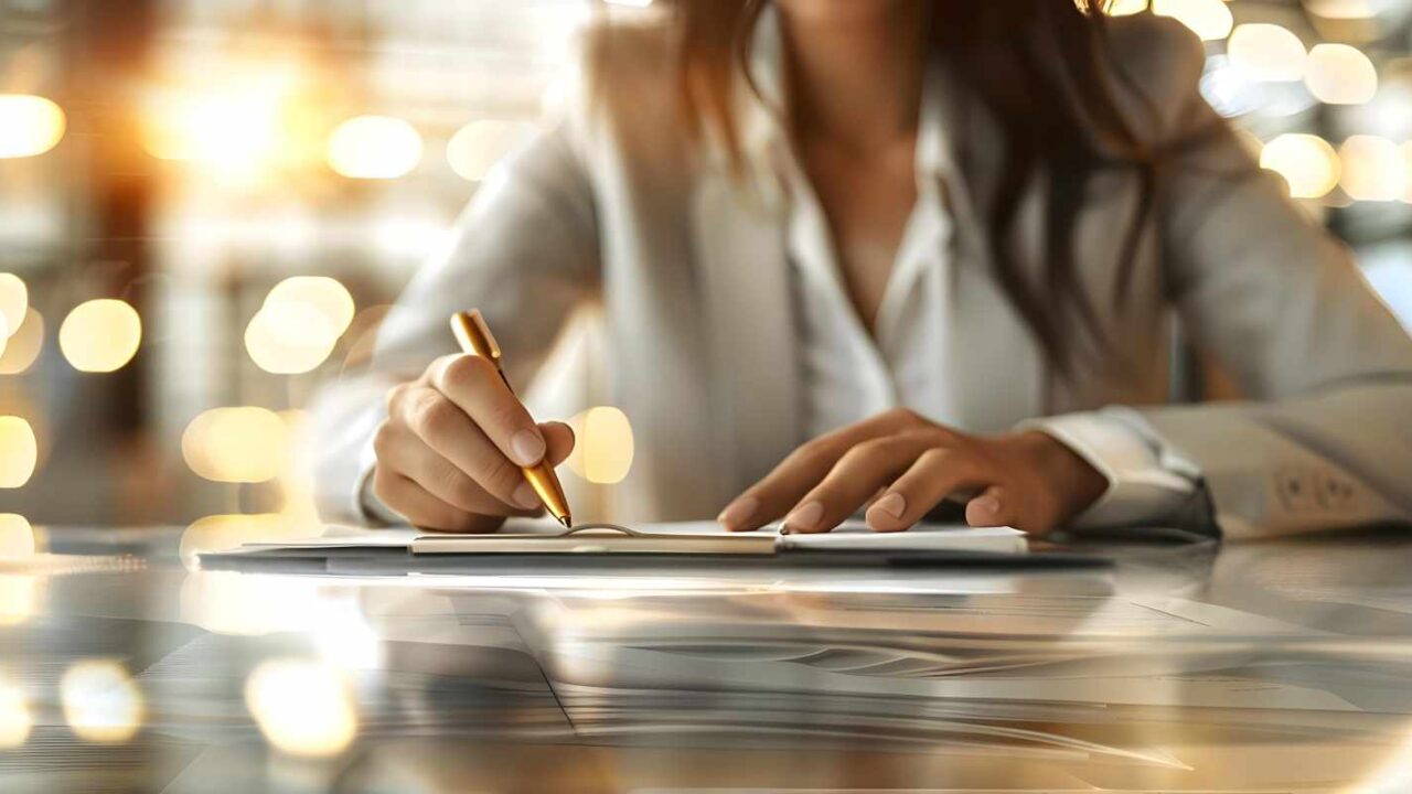 Female Insurance Agent Reviewing Risk for Trade Association