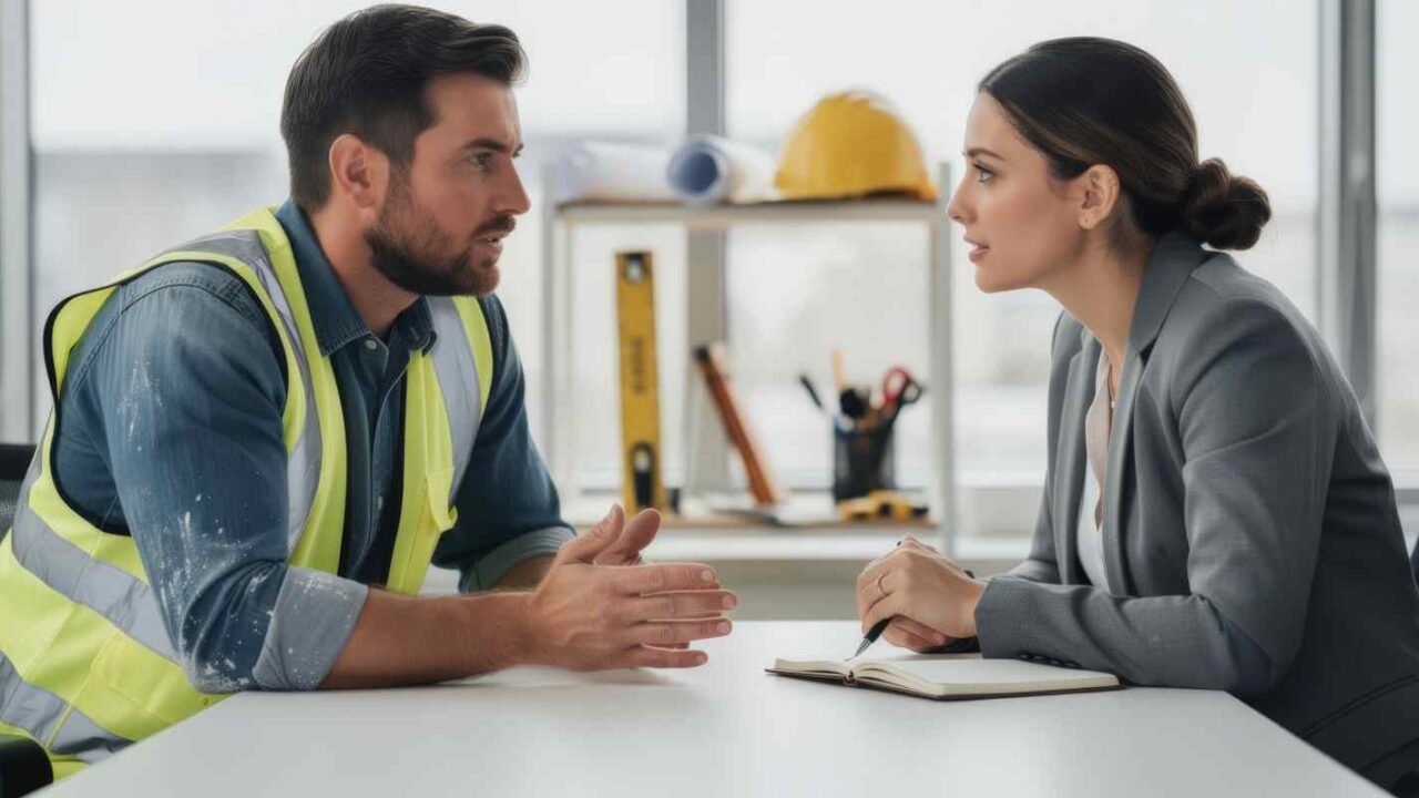 Insurance Expert Explaining Types of Insurance to A Government Contractor