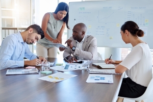 Business Team Working on Risk Assessment Strategy