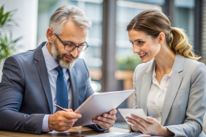 Female Insurance Agent Explaining Customized E&O Policy Details to a Client