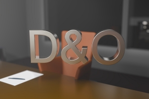 D&O Insurance Concept Represented with a Large Table and Skyscrapers Outside the Window