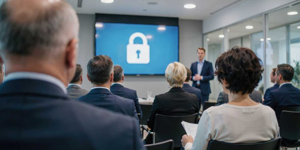 Attendees Listening to Strategies in Cybersecurity Training Session